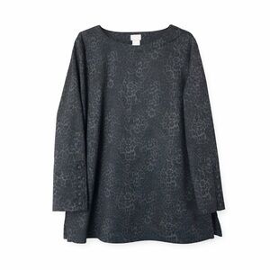 Chico’s Top Womens Pullover Long Sleeve Buttons Leopard Print Tunic
